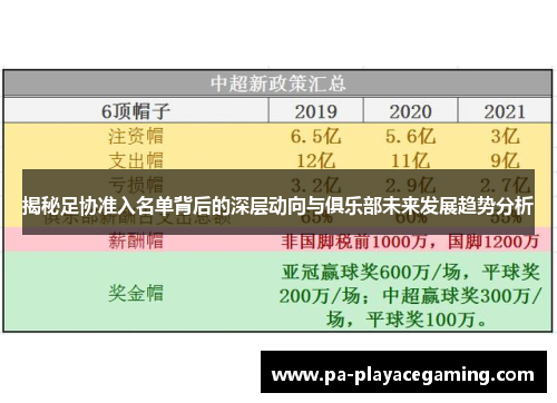 揭秘足协准入名单背后的深层动向与俱乐部未来发展趋势分析